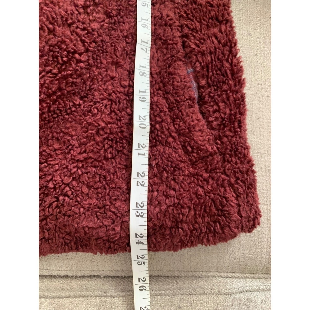 Pendleton Womens Burgundy Sherpa Fleece Full Zip Plaid Trim Jacket P1558 Size M - Picture 7 of 8